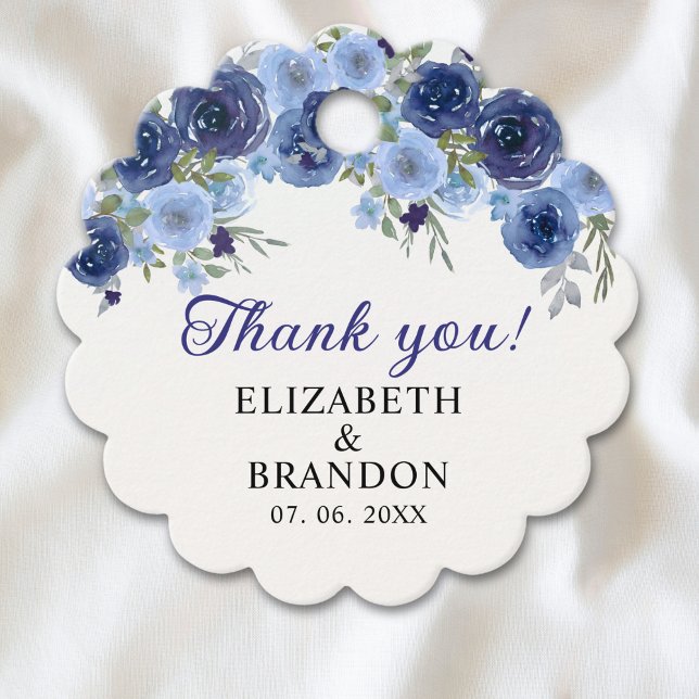 Étiquettes Cadeau Rustic Wedding with Blue Navy Flowers (Créateur téléchargé)