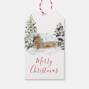Étiquettes-cadeau Rustic Winter Snowy Cabine Christmas Cadeau Tags 2