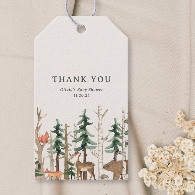 Étiquettes-cadeau Rustic Winter Woodland Baby Shower (Créateur téléchargé)