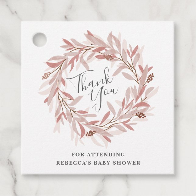 Étiquettes Cadeau Rustic Wreath Baby Shower Thank You (Devant)