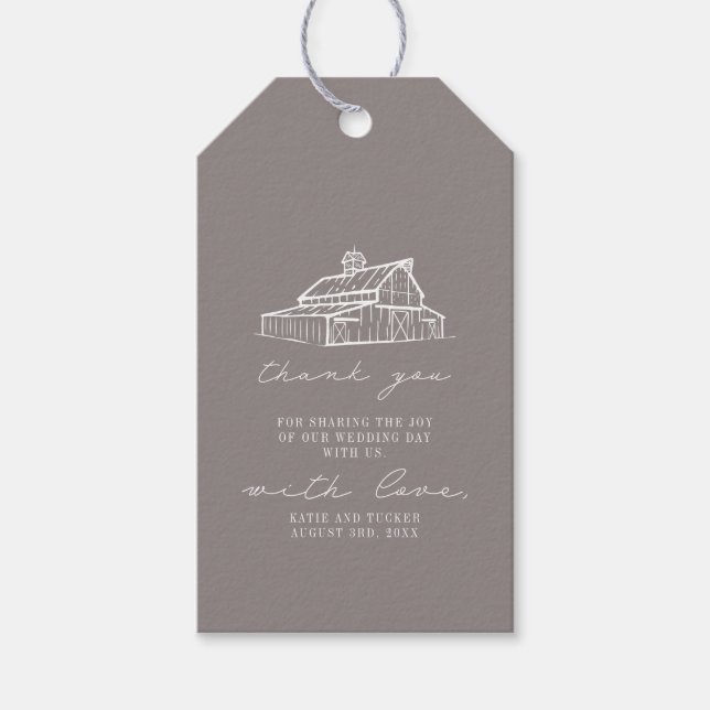 Étiquettes-cadeau Rustique Amethyst Gris Grange ferme Merci Mariage (Devant)