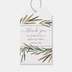 Étiquettes-cadeau Rustique Botanique Aquarelle Herbe Mariage Merci