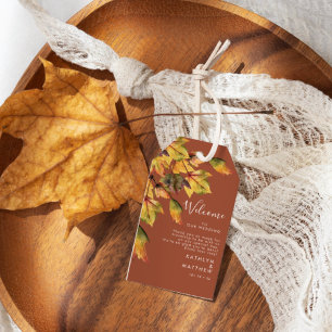 Étiquettes-cadeau Rustique Brown Autumn Foliage Mariage de automne B
