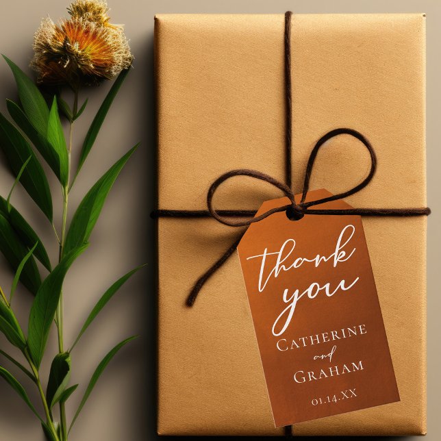 Étiquettes-cadeau Rustique Burtic Orange Typographie Mariage d'autom (Créateur téléchargé)
