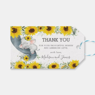 Étiquettes-cadeau Rustique Chic Sunflower Elephant Baby shower Favor
