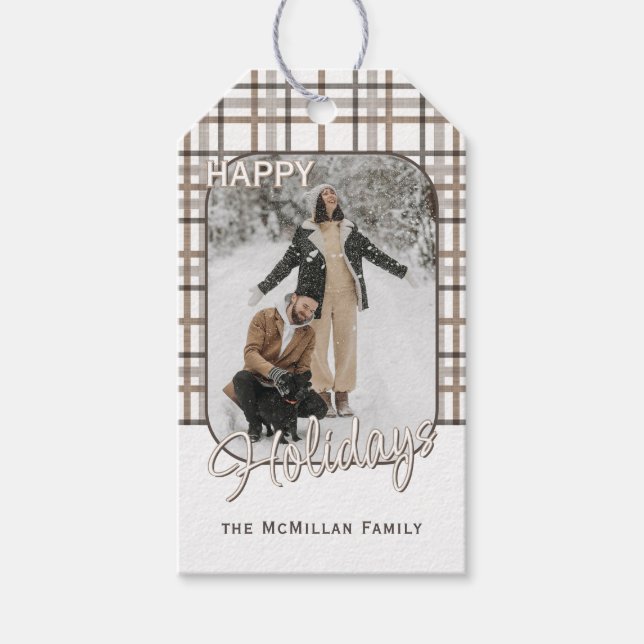 Étiquettes-cadeau Rustique Classy Élégant Plaid Motif Holiday (Devant)