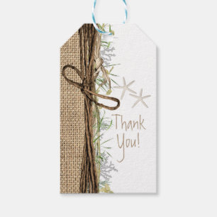 Étiquettes-cadeau Rustique Côte de plage Étoile de mer Toile de jute