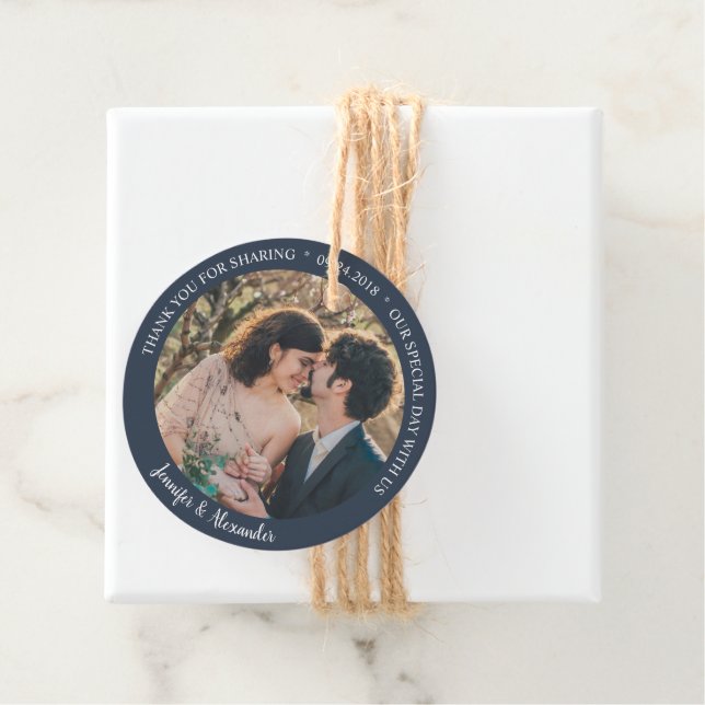 Étiquettes Cadeau Rustique élégant merci mariage campagnard photo (En situation)