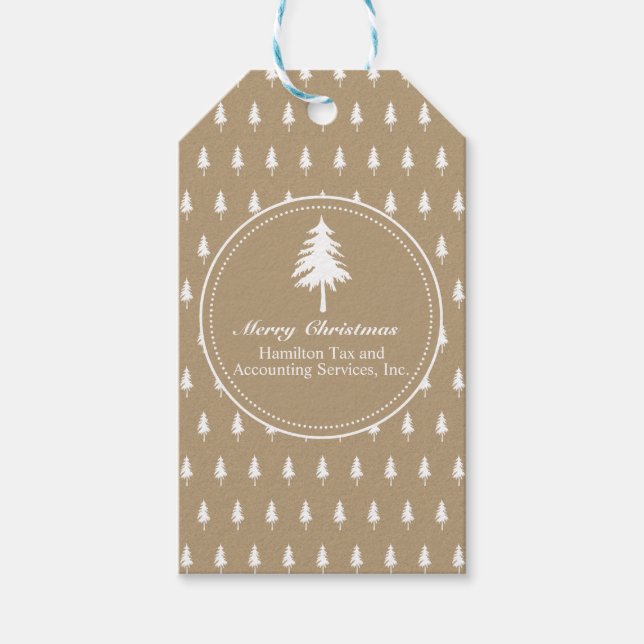 Étiquettes-cadeau Rustique Élégant papier Kraft Noël d'entreprise (Devant)