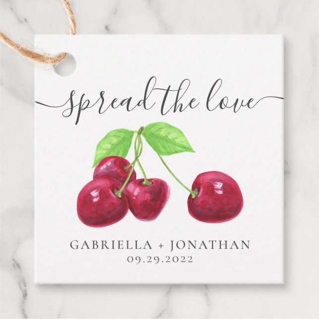 Étiquettes Cadeau Rustique Étaler Le papier Kraft Love Cherry Jam (Devant)