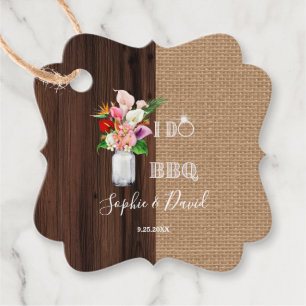 Étiquettes Cadeau Rustique Hawaiian Floral Burlap Grange I DO Barbec