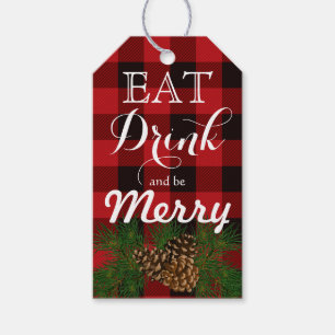 Étiquettes-cadeau Rustique rouge et noir plaid-tartan