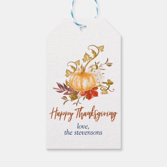 Étiquettes-cadeau Rustique Thanksgiving Autumn Citrouille Patch Gour (Dos)