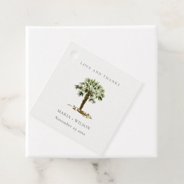 Étiquettes Cadeau Rustique Tropical Beach Palm Tree Mariage Merci (En situation)