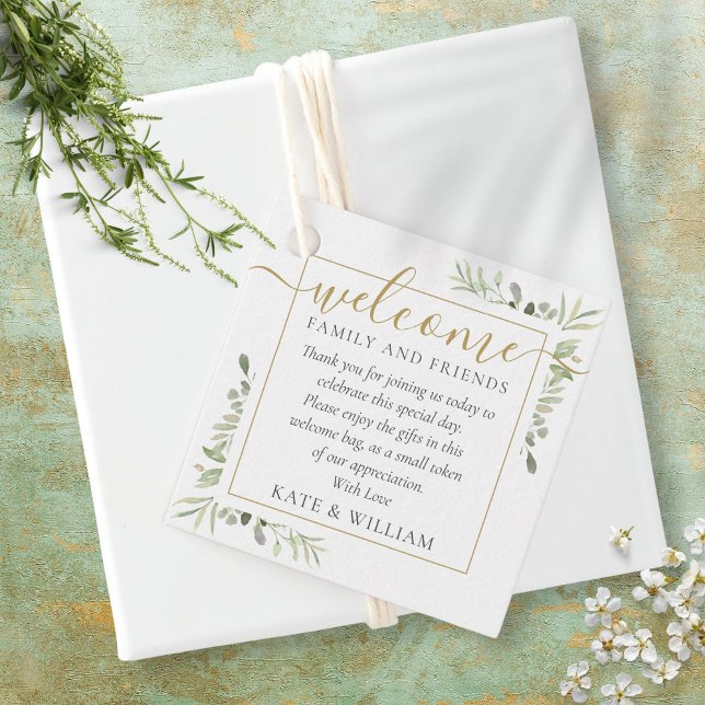 Étiquettes Cadeau Sac cadeau de bienvenue Mariage de verdure (Créateur téléchargé)