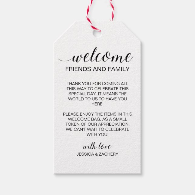 Étiquettes-cadeau Sac cadeau Rustique Mariage de bienvenue (Devant)