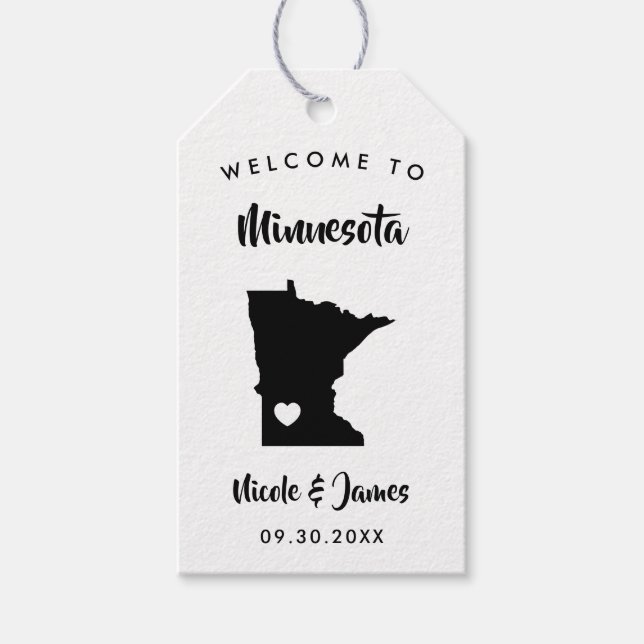 Étiquettes-cadeau Sac de bienvenue du Mariage du Minnesota, Carte (Devant)