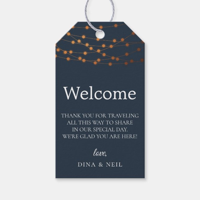 Étiquettes-cadeau Sac de bienvenue pour Mariage de la Marine (Devant)