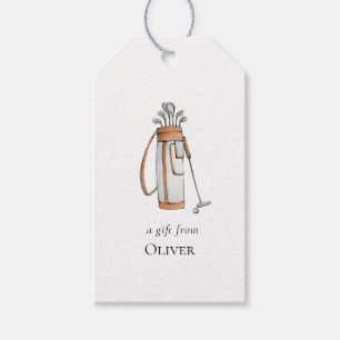 Étiquettes-cadeau Sac de golf à l'aquarelle Golfeurs