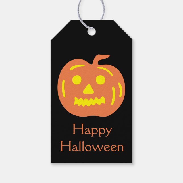 Étiquettes-cadeau Sac de traitement Citrouille d'Halloween Jack-O-La (Devant)