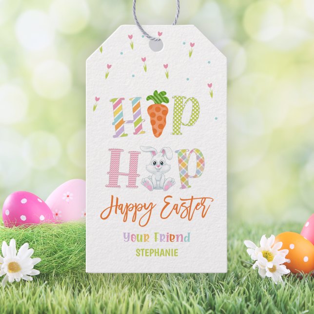 Étiquettes-cadeau Sac de traitement de Pâques de lapin Hip Hop migno (Hip Hop Bunny Easter Cute Treat Bag Gift Tags)