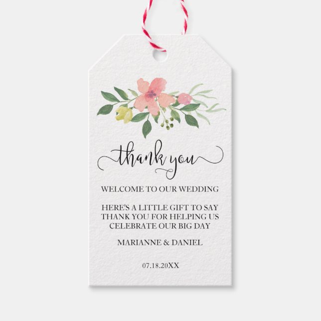 Étiquettes-cadeau Sacoche de mariage | Bienvenue et merci (Devant)