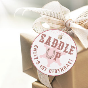 Étiquettes Cadeau Saddle Up Pink Cowgirl Anniversaire Favoriser Tags