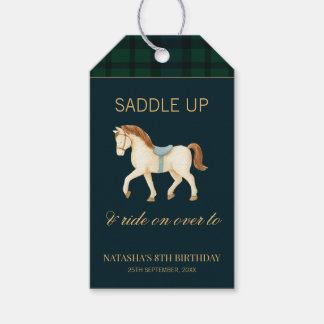 Étiquettes-cadeau Saddle Up Vintage Preppy Horse Birthday 
