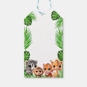 Étiquettes-cadeau Safari amis tigre girafe zèbre singe anniversaire