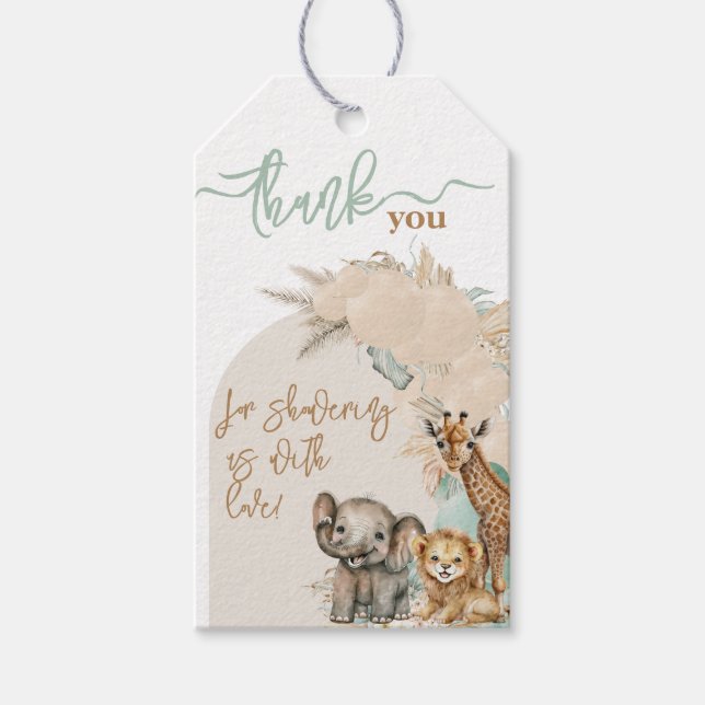 Étiquettes-cadeau Safari animal Boho Oh Boy Baby shower (Devant)