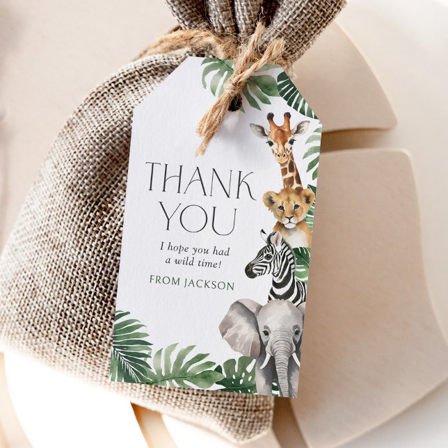 Étiquettes-cadeau Safari Animaux Anniversaire (Créateur téléchargé)