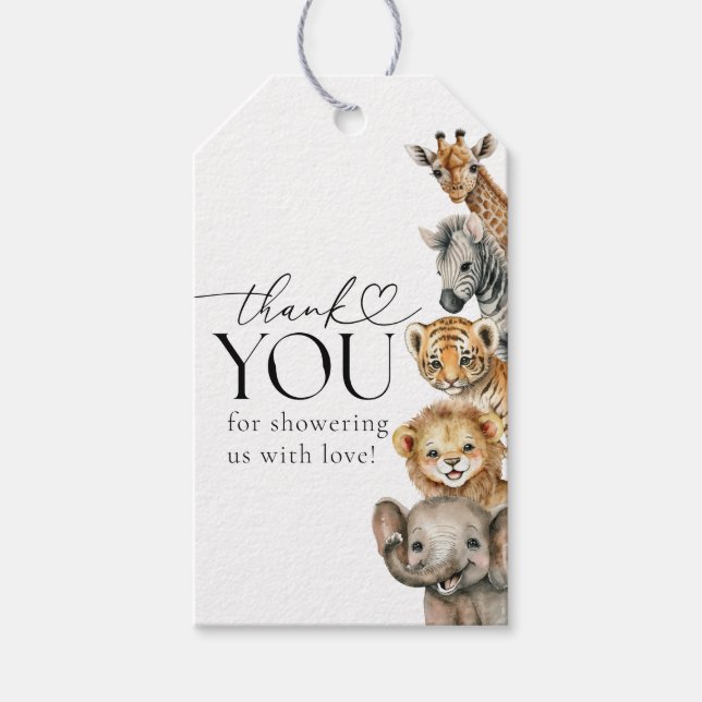 Étiquettes-cadeau Safari Animaux Baby shower moderne (Devant)