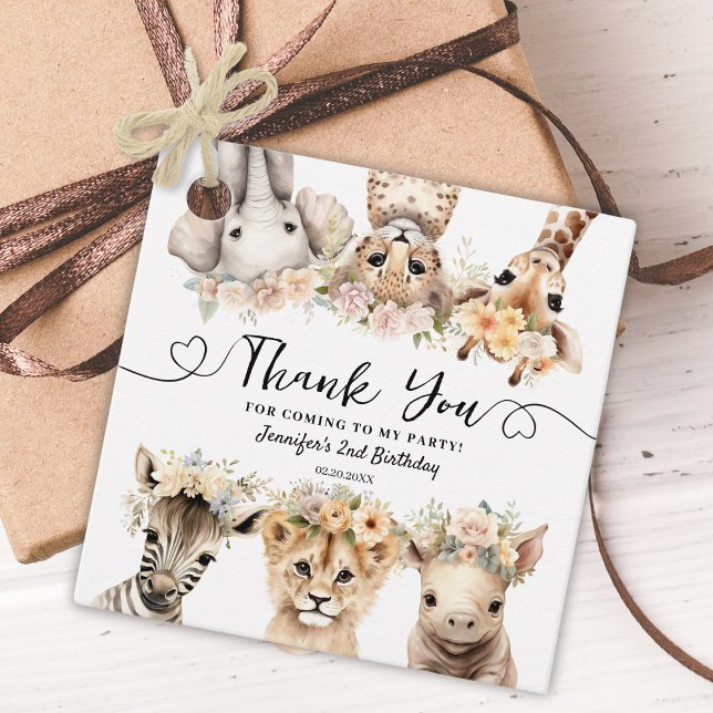 Étiquettes Cadeau Safari Animaux Fille 2e fête d'anniversaire (Créateur téléchargé)