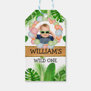 Étiquettes-cadeau Safari Animaux Wild One Birthday PHOTO