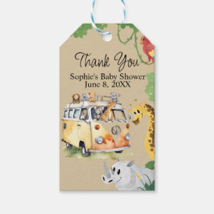 Étiquettes-cadeau Safari en fourgon aménagé Wild Wheels Baby Shower