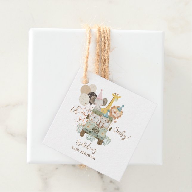 Étiquettes Cadeau Safari Jungle Animaux Boho Baby shower (En situation)