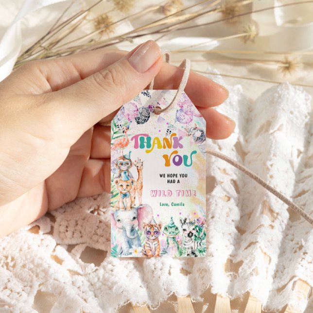Étiquettes-cadeau Safari Merci Favor Jungle Party Animaux (Créateur téléchargé)