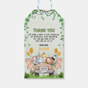 Étiquettes-cadeau Safari zoo animal Anniversaire 4ème Merci Gift Ta