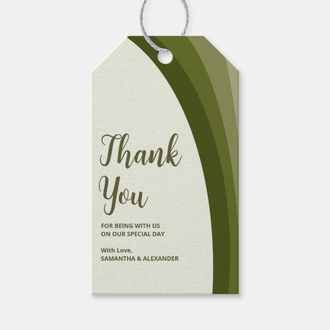 Étiquettes-cadeau Sage Green Boho Rainbow Mariage Merci Favoriser (Devant)