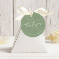 Sage Green Moderne Calligraphie Mariage Merci