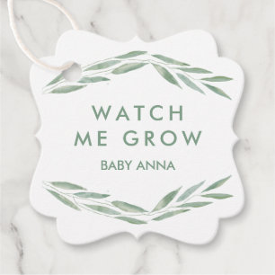 Étiquettes Cadeau Sage Green Watch Me Grow Tags, Baby shower