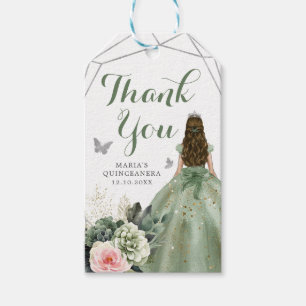 Étiquettes-cadeau Sage Vert Bleu Géométrique Quinceañera Merci