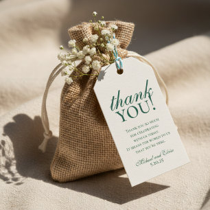 Étiquettes-cadeau Sage Vert Élégant Monogramme Mariage Remerciements