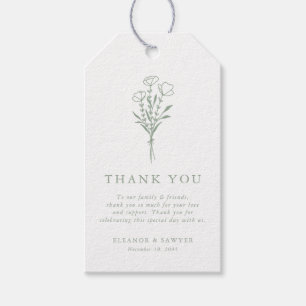 Étiquettes-cadeau Sage Vert minimaliste Bouquet Floral Mariage