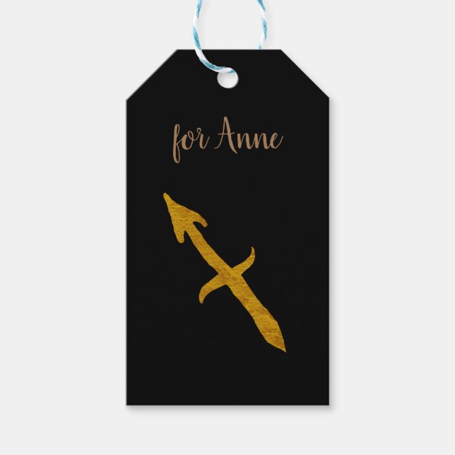 Étiquettes-cadeau Sagittarius Golden Custom Astrologie Sign (Devant)