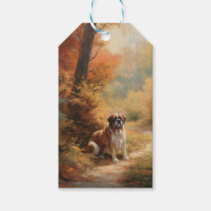 Étiquettes-cadeau Saint Bernard en automne Feuilles Automne automne