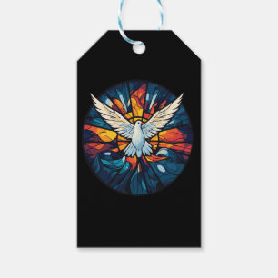 Étiquettes-cadeau Saint-Esprit Dove Style de verre tendu
