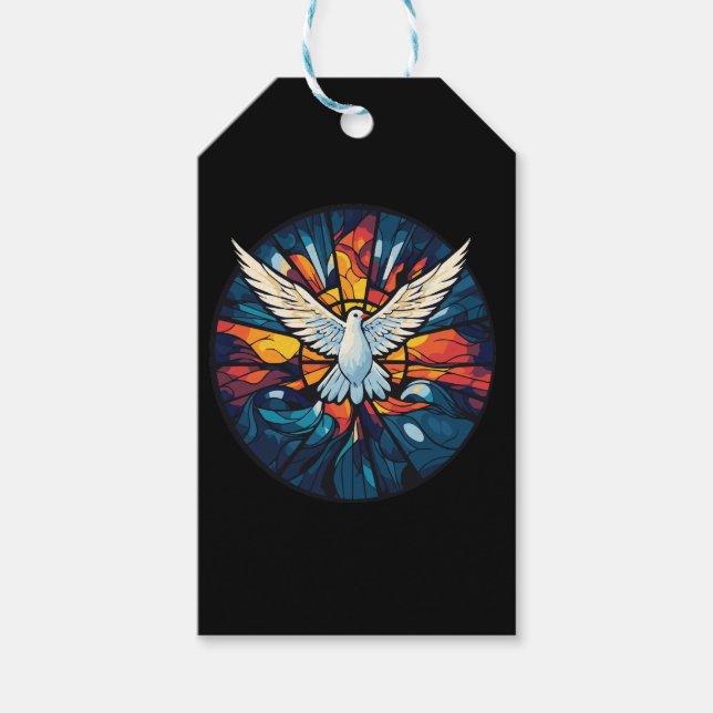 Étiquettes-cadeau Saint-Esprit Dove Style de verre tendu (Devant)