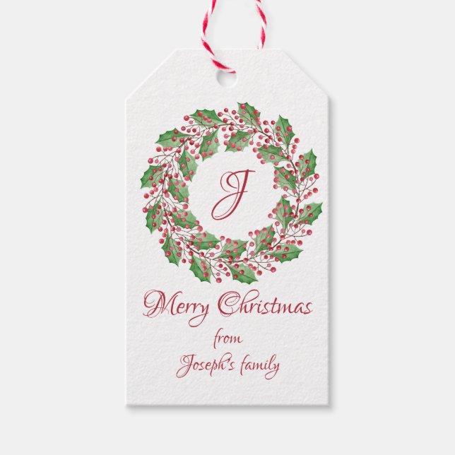 Étiquettes-cadeau Saint-feuilles et Noël des cerisiers (Devant)