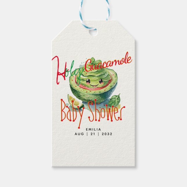 Étiquettes-cadeau Saint-Guacamole Fiesta Baby shower PERSONNALISÉ (Devant)